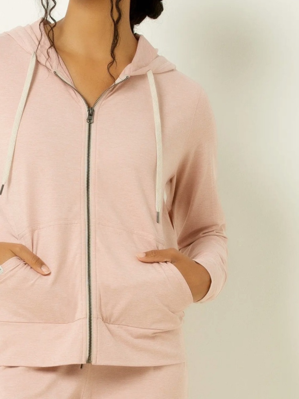 Old Navy Light Mauve Zip Hoodie with White Drawstrings